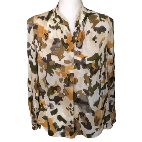 Zadig & Voltaire Size S Small Tink Camou Long Sleeved High Low Blouse - Picture 2 of 6